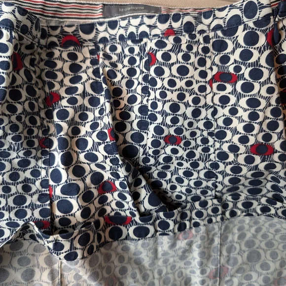 Pre-owned Liz Claiborne Navy and Red Circle Pattern A-Line Skirt⁸ - Picture 4 of 4